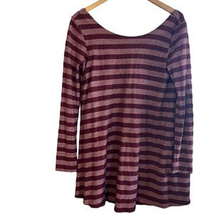 Free People Beach Red Striped Button Back Boho Oversized Sweater Dress Small